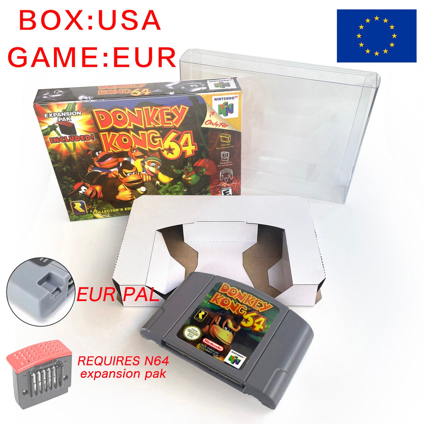 EUR PLA Version English Zelda Major Mask Resident Evil 2 Banjo Kazooie Mario Party 2 Game Cartridge with Tray Box for N64 Nintendo 64