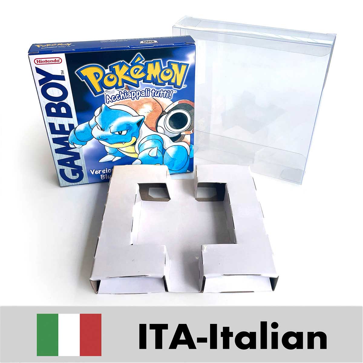 USA FRA NOE ESP ITA EUR Pokemon crystal gold silver red blue yellow Metallic FoilFinish Box Trey Manual label for GBC