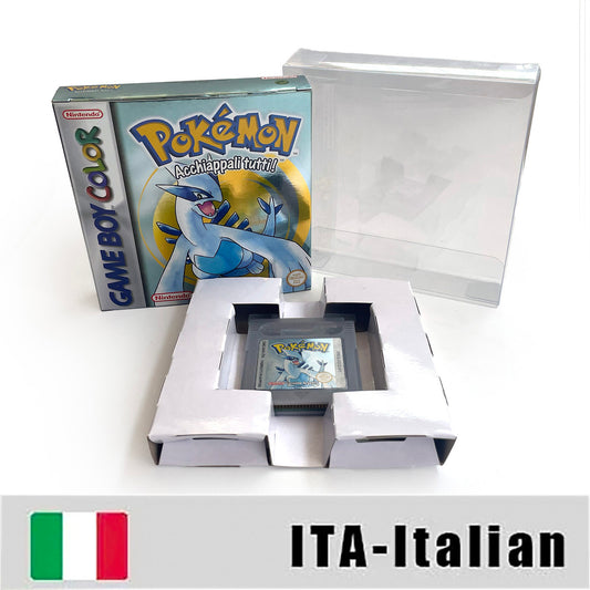 GBC game ITA Italian pokemon silver version RTC Flash cart Battery save Nintendo pokemon argento cartridge tray box game boy color
