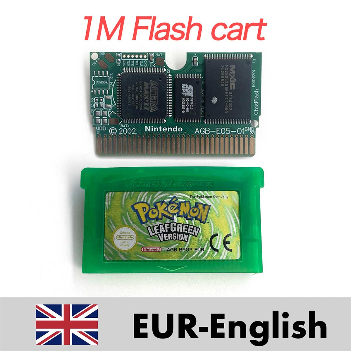 USA ESP NOE FRA EUR ITA 1M/RTC Flash cart Pokemon Emerald,firered,ruby,sapphire,leafgreen Game Cartridge for GBA multiple languages