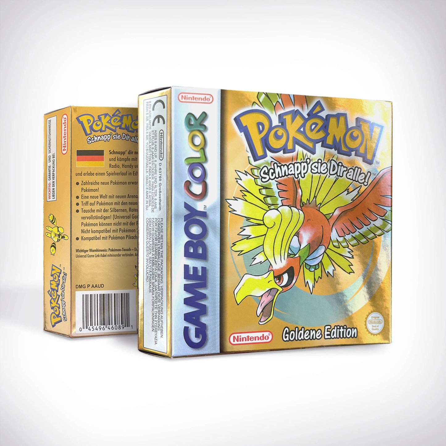 gbc game NOE German pokemon gold version RTC Flash cart Nintendo Battery save cartridge with tray box game boy color