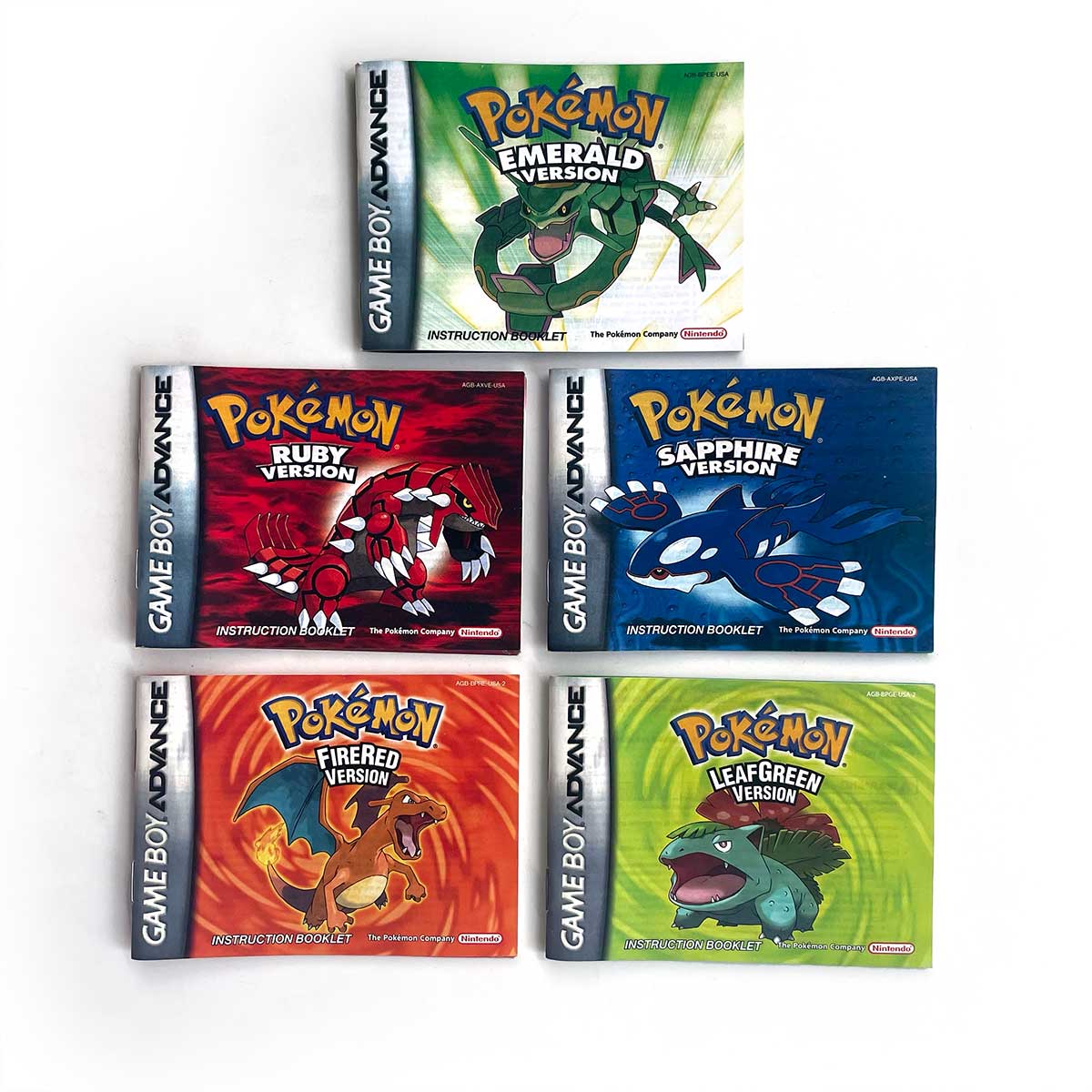 USA FRA NOE FRA ESP Pokemon Leaf Green Fire Red Ruby Emerald Sapphire manual for Gba
