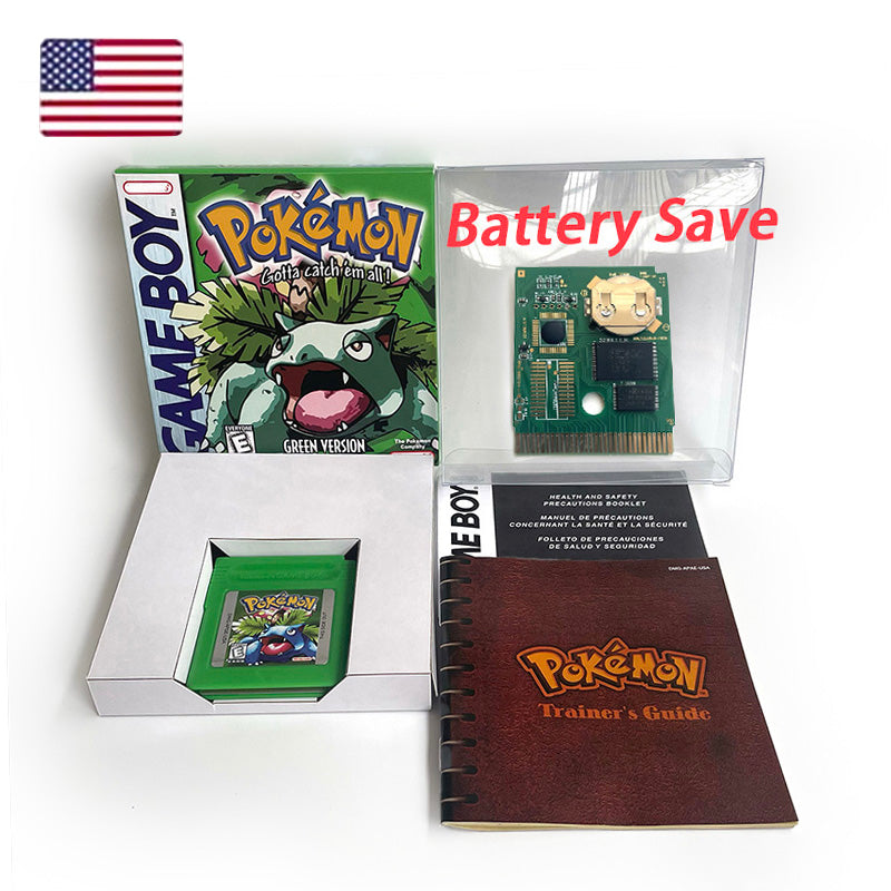 pokemon green version Battery save IC save Manual cartridge with tray box for gbc game boy color