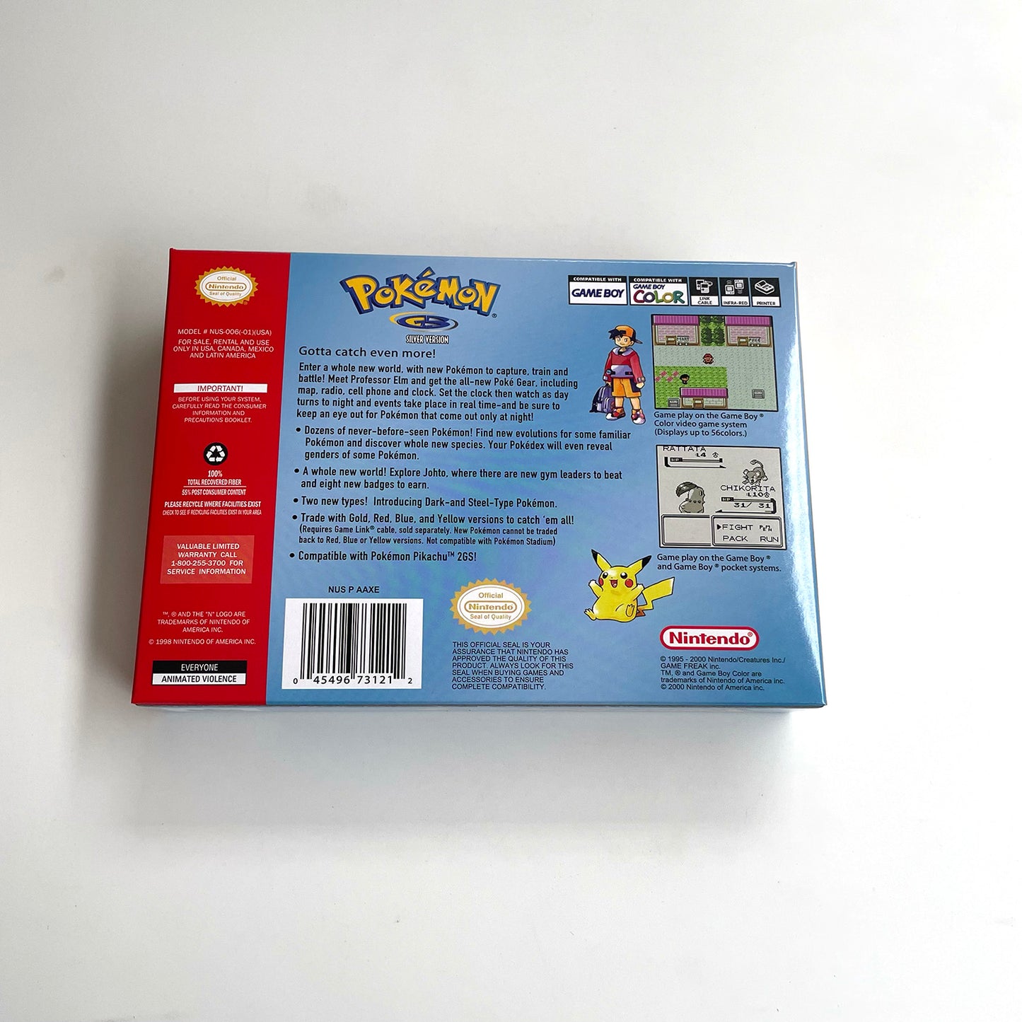 pokemon silver version game cartridge with tray box for N64 Nintendo 64