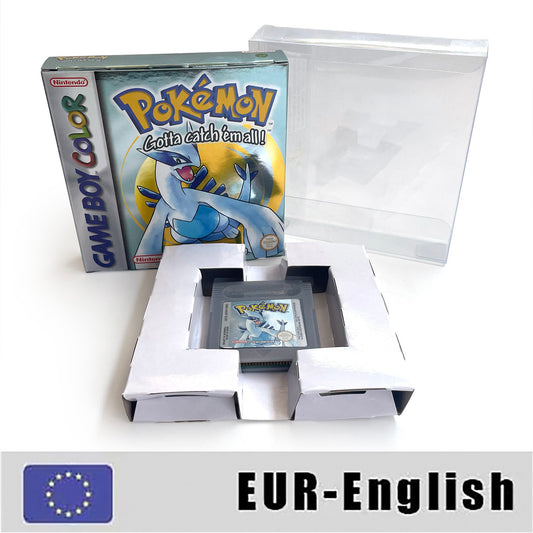 GBC game EUR english pokemon silver version RTC Flash cart Battery save Nintendo cartridge tray box game boy color