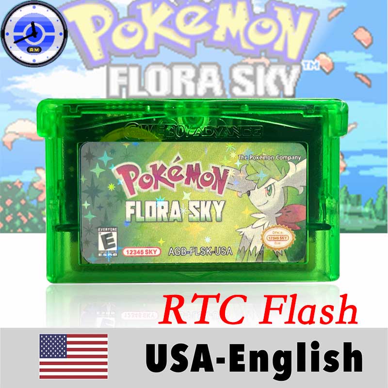 USA ESP Pokemon flora sky ( RTC Flash cart ) Cartridge for GBA