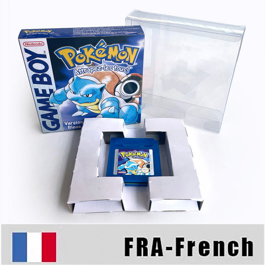 GBC game FRA French pokemon blue version Nintendo Battery save flash cart pokemon bleu cartridge tray box gbc game boy color