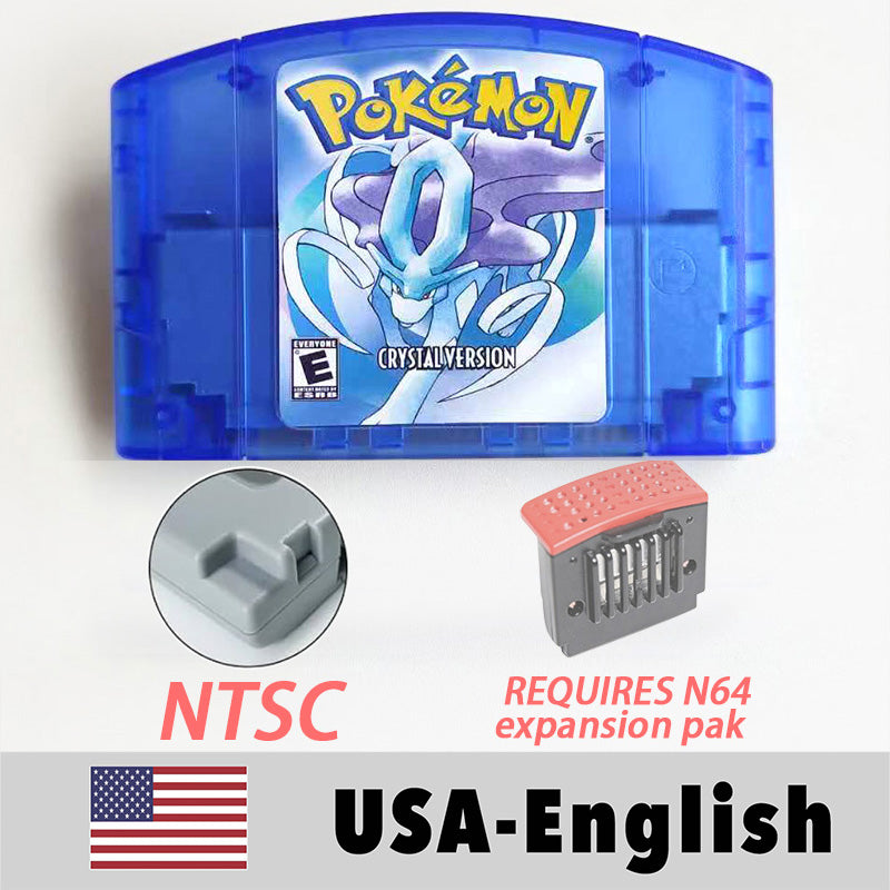 USA NTSC EUR PAL Pokemon blue/crystal /red silver /yellow /gold /green Game Cartridge 64 Bit Game Consoles for N64