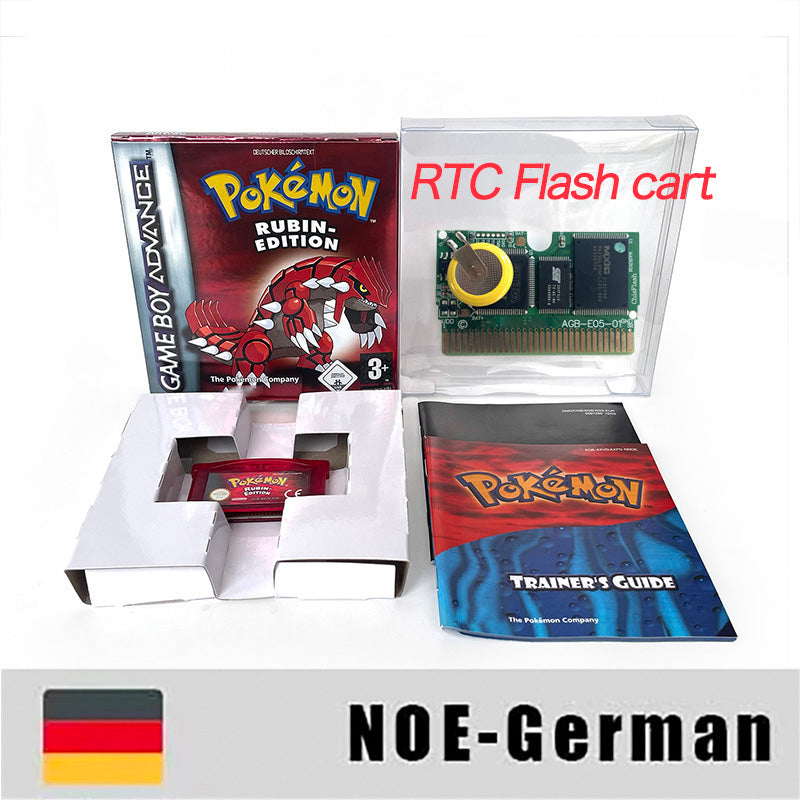 NOE German IC save rtc flash cart Real Time Clock pokemon ruby sealed manual box with tray Nintendo game cartridge for gba