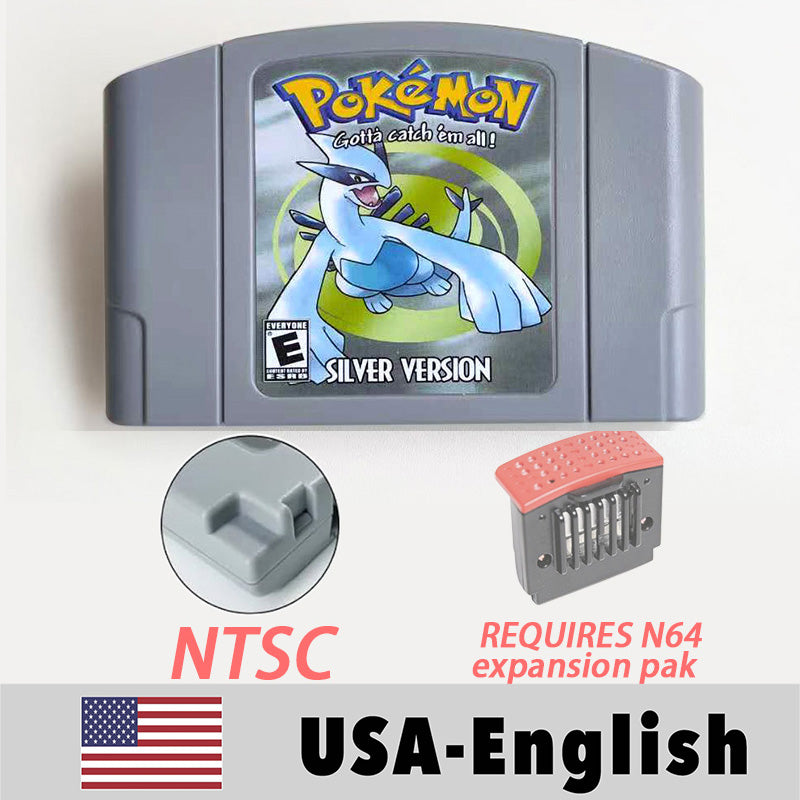USA NTSC EUR PAL Pokemon blue/crystal /red silver /yellow /gold /green Game Cartridge 64 Bit Game Consoles for N64