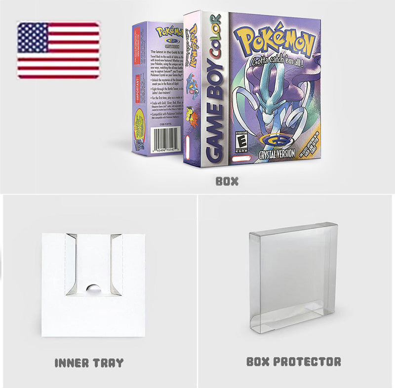 NOE ITA USA EUR ESP yellow green red gold crystal blue silver Pokemon Series Nintendo Metallic Holographic BOX trey for GBC