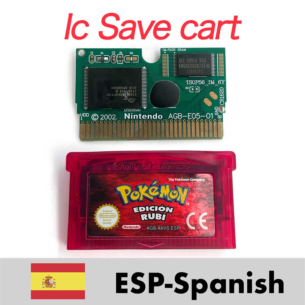 USA ESP NOE FRA EUR ITA IC Save cart Pokemon Emerald,firered,ruby,sapphire,leafgreen Game Cartridge for GBA multiple languages