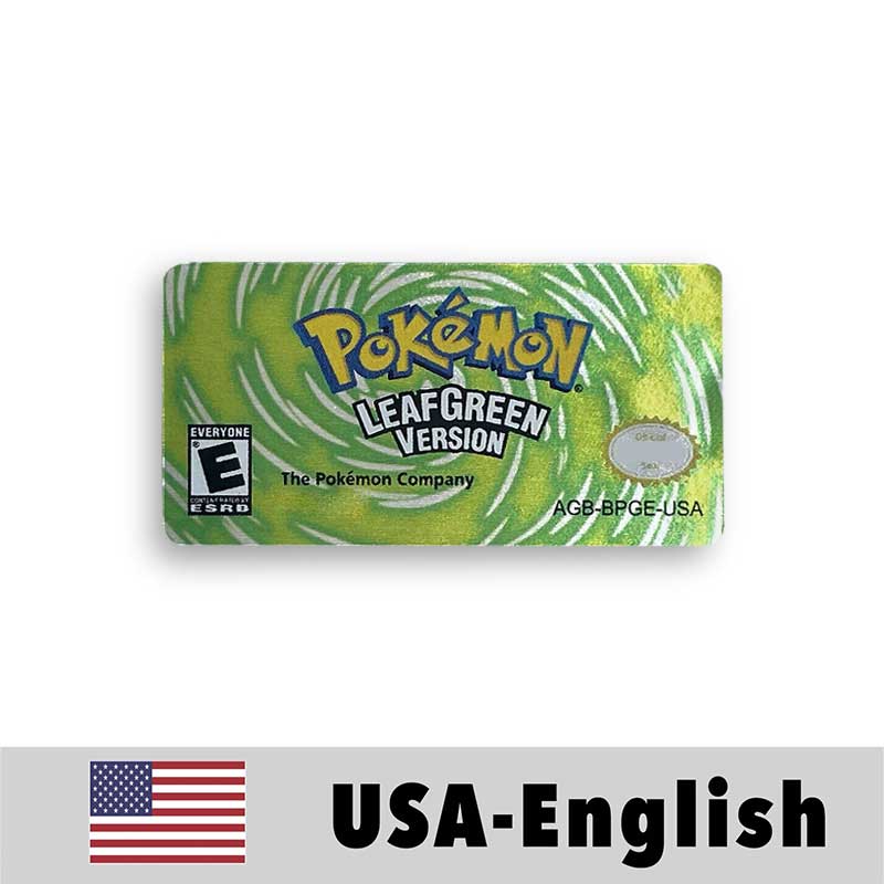 USA FRA NOE ESP ITA EUR Pokemon Emerald Sapphire Leafgreen Ruby Firered Metallic FoilFinish Box Trey Manual label for GBA