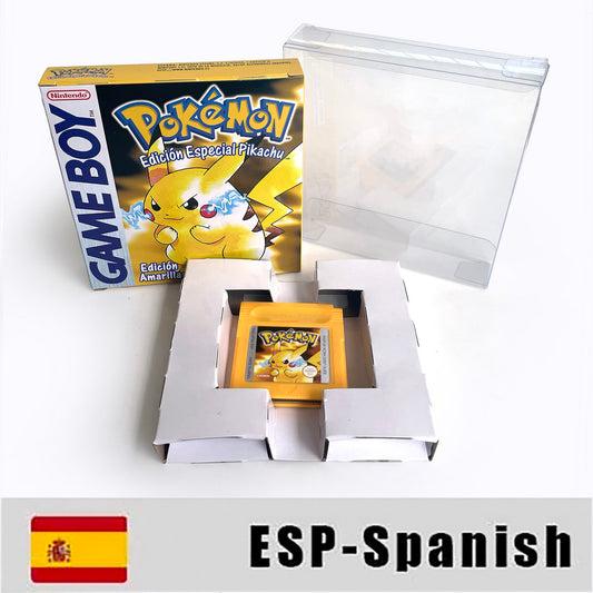 GBC game ESP Spanish pokemon yellow version Nintendo Battery save NO RTC flash pokemon amarillo cartridge tray box gbc game boy color