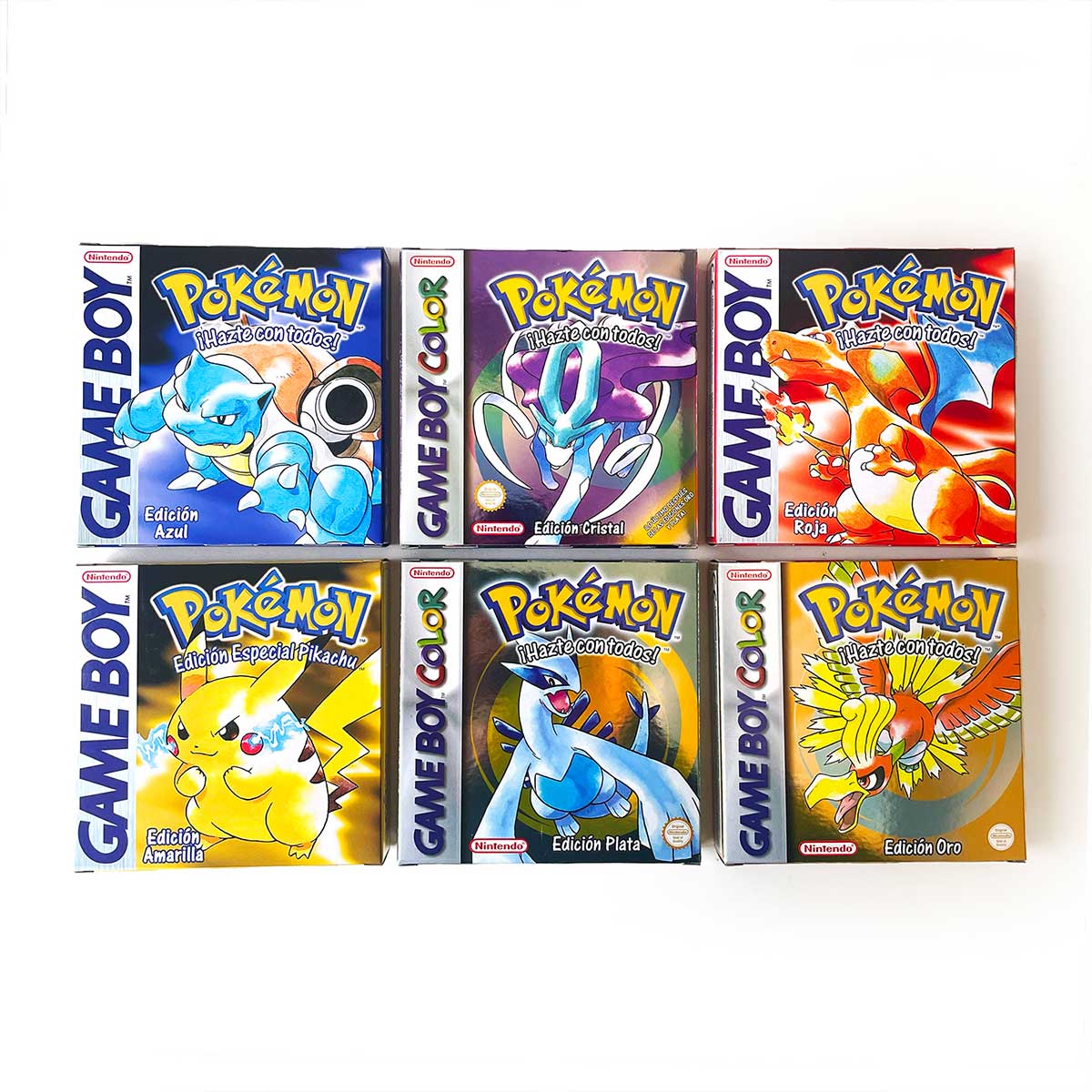 USA ITA NOE FRA ESP pokemon RTC Gold silver crystal NO RTC blue yellow red sealed 16 bit box tray manual Game Cartridge for GBC