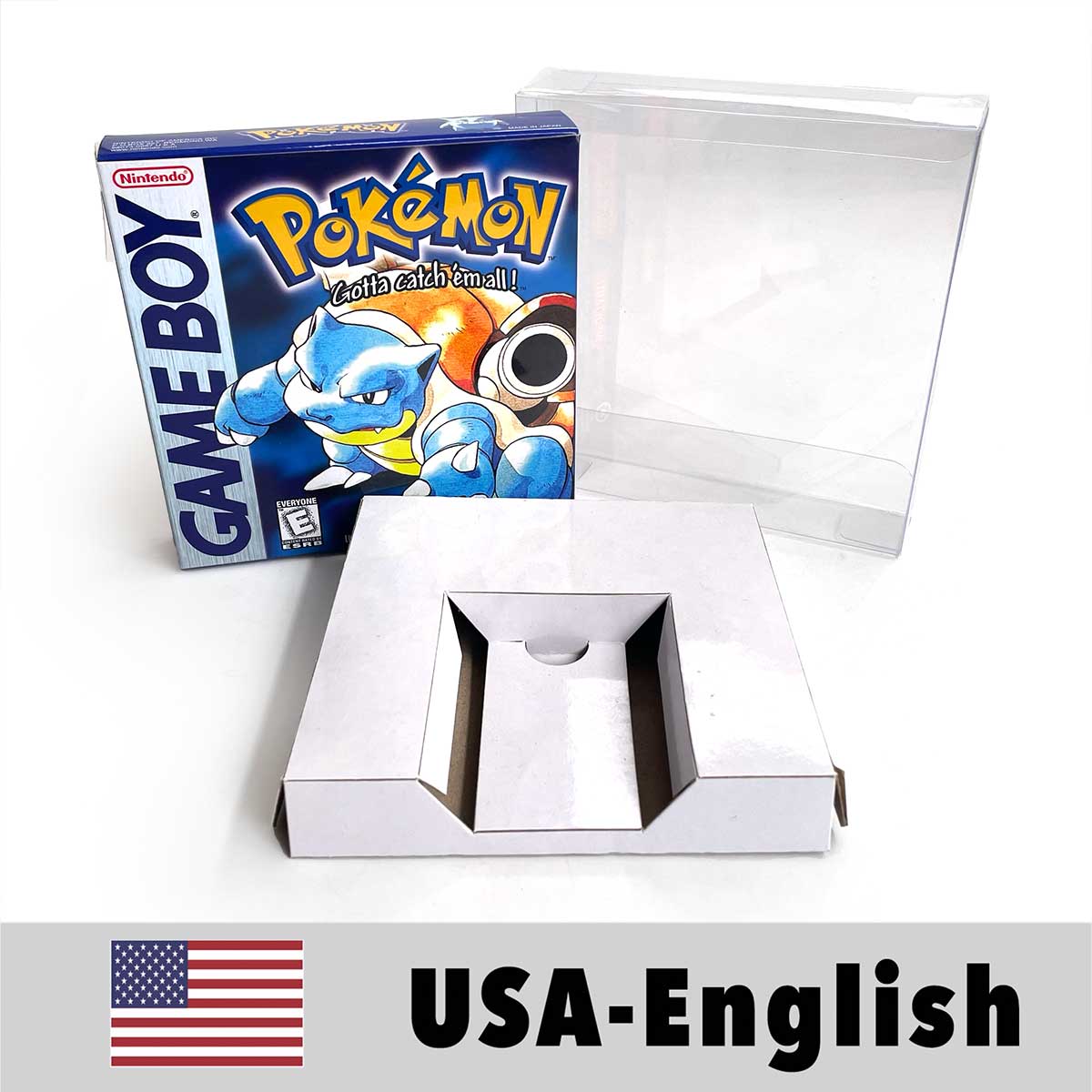 USA FRA NOE ESP ITA EUR Pokemon crystal gold silver red blue yellow Metallic FoilFinish Box Trey Manual label for GBC
