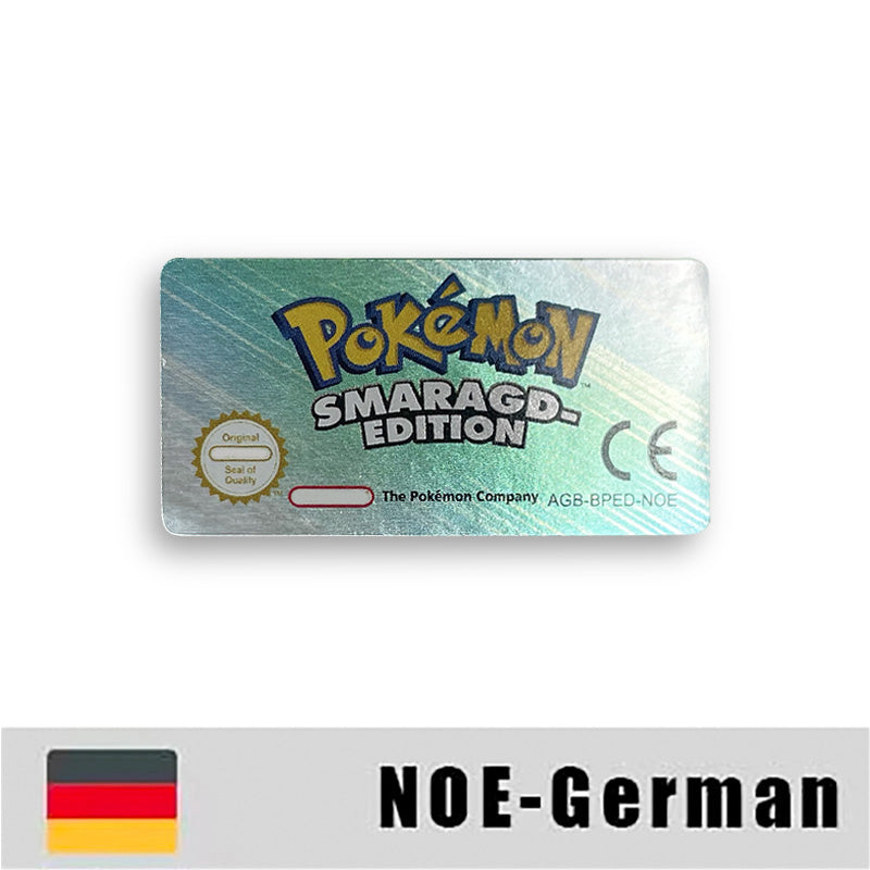 Pokemon Leaf Green Fire Red Ruby Emerald Sapphire Game Cartridge Label Stickers for Gba
