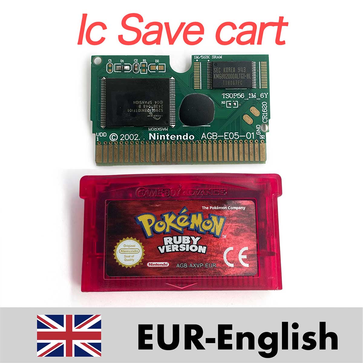 USA ESP NOE FRA EUR ITA IC Save cart Pokemon Emerald,firered,ruby,sapphire,leafgreen Game Cartridge for GBA multiple languages