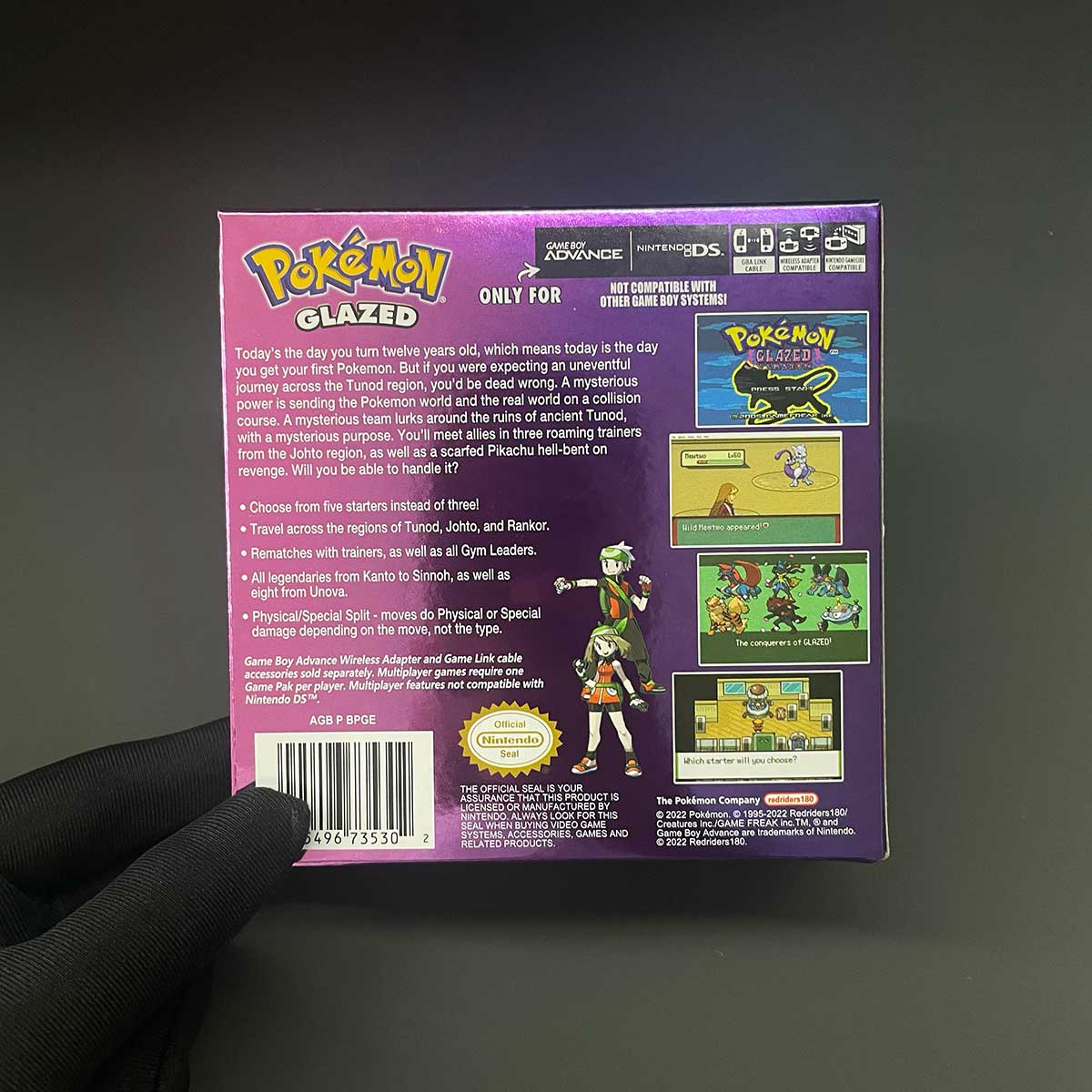Pokemon Glazed v8.6.3 ( RTC Flash cart ) Cartridge for GBA
