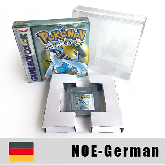 GBC game NOE German pokemon silver version RTC Flash cart Battery save Nintendo pokemon Silber cartridge tray box game boy color
