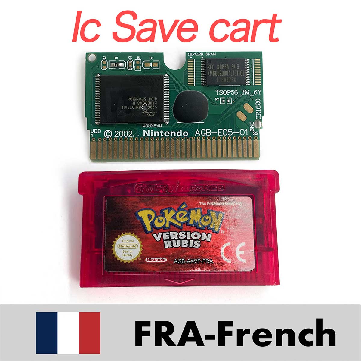 USA ESP NOE FRA EUR ITA IC Save cart Pokemon Emerald,firered,ruby,sapphire,leafgreen Game Cartridge for GBA multiple languages