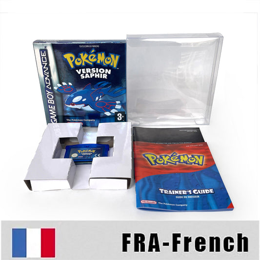 FRA French IC save rtc flash cart Real Time Clock pokemon Saphir version sealed manual box with tray Nintendo game cartridge for gba  game boy advance