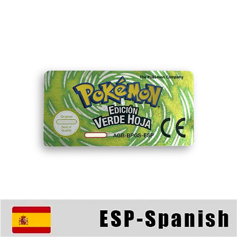 Pokemon Leaf Green Fire Red Ruby Emerald Sapphire Game Cartridge Label Stickers for Gba