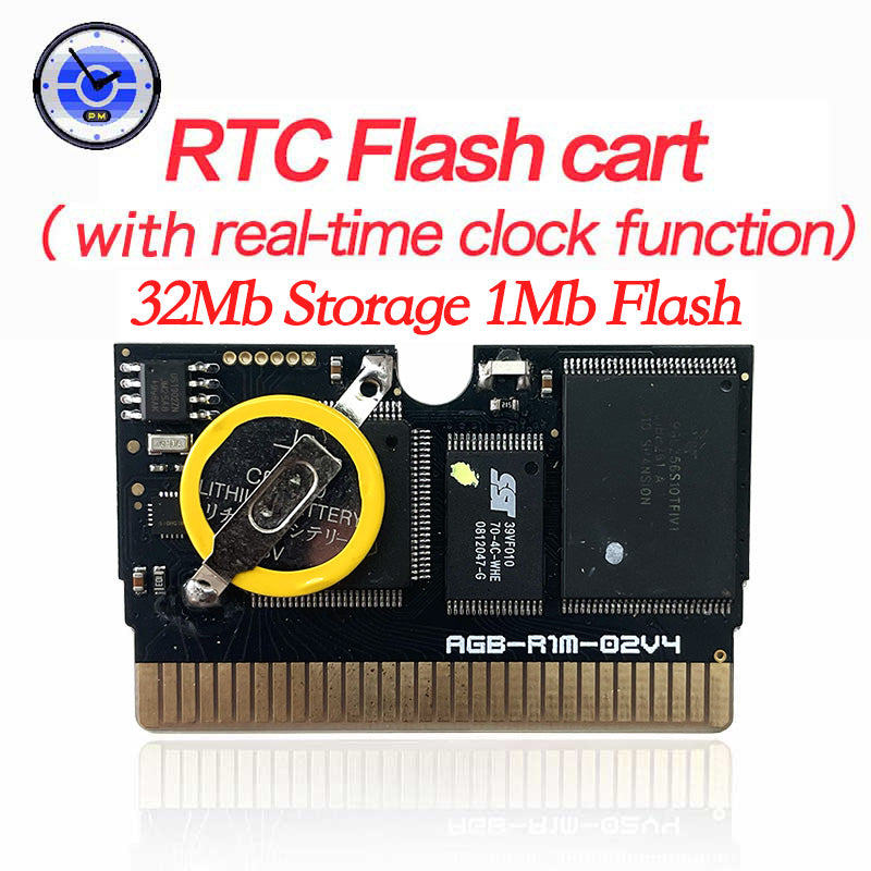 Flash Cartridge Fit Game Console Storage 1MB Static RAM Rewritable RTC Solar Light Sensor 32MB Cartridge Game Cartridge for GBA