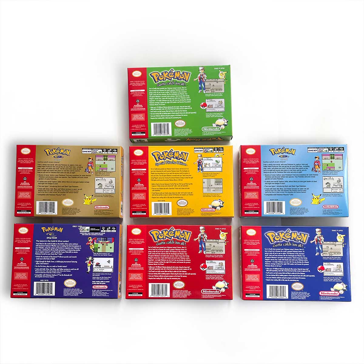 USA NTSC Pokemon Blue Crystal Red Silver Yellow Gold Green Game Cartridge 64 Bit Game Consoles with Retail Box for N64
