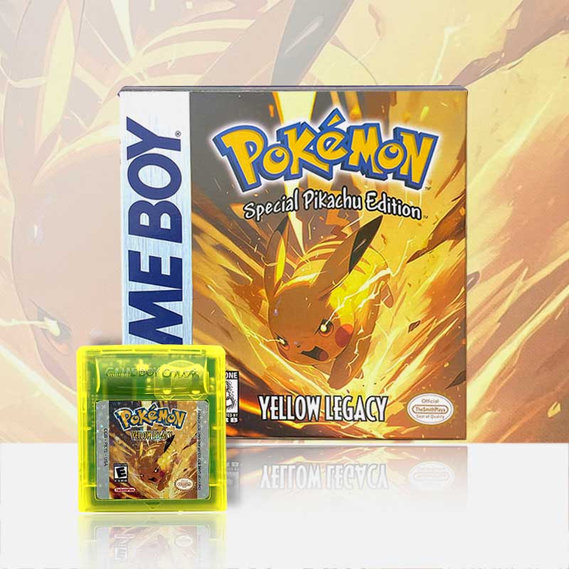 Pokemon YELLOW LEGACY  ( Battery Save / NO RTC Flash ) Cartridge for GBC
