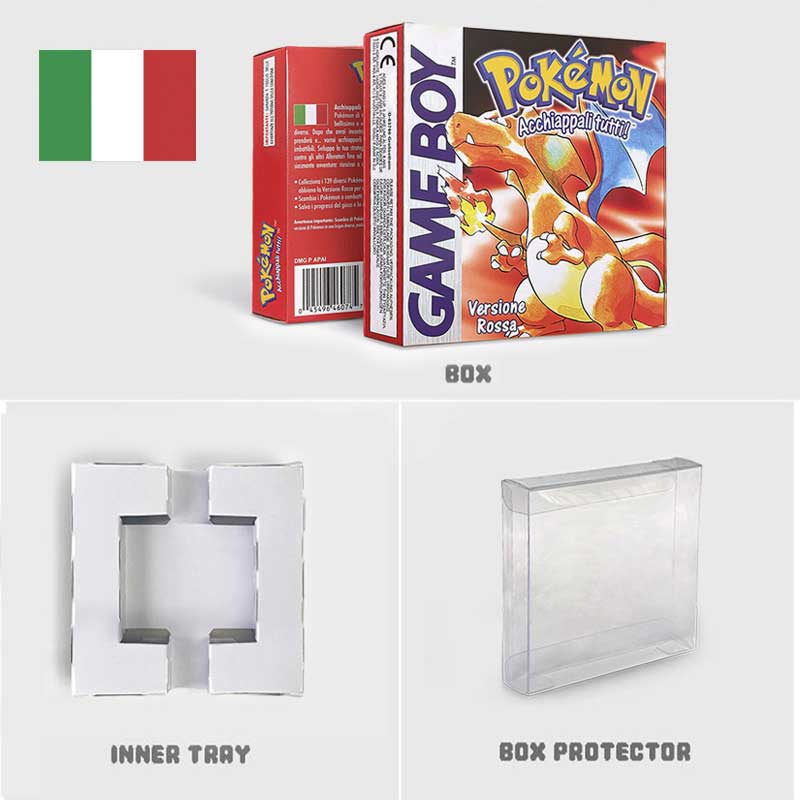 USA FRA NOE ESP ITA EUR Pokemon crystal gold silver red blue yellow Metallic FoilFinish Box Trey Manual label for GBC