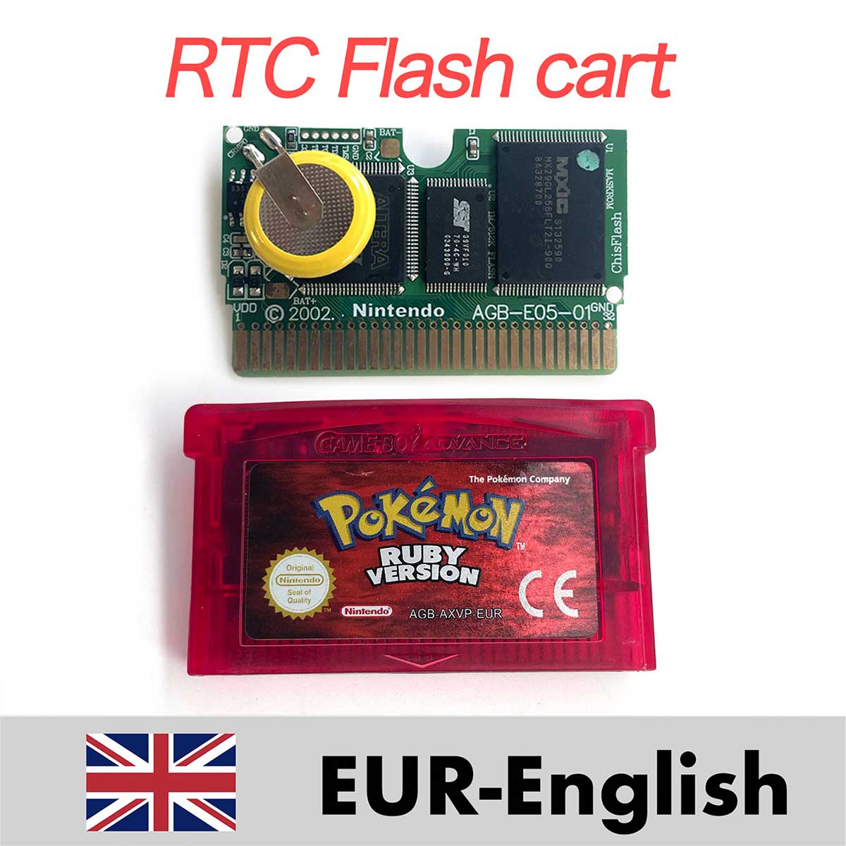 USA ESP NOE FRA EUR ITA 1M/RTC Flash cart Pokemon Emerald,firered,ruby,sapphire,leafgreen Game Cartridge for GBA multiple languages