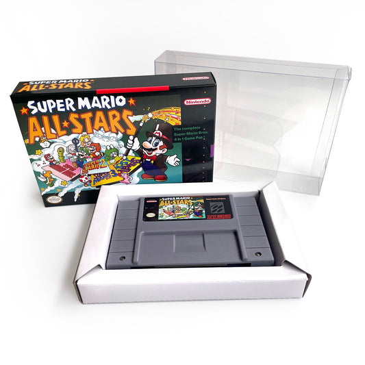 super Mario all stars cartridge with tray box manual for SNES super nintendo entertainment system