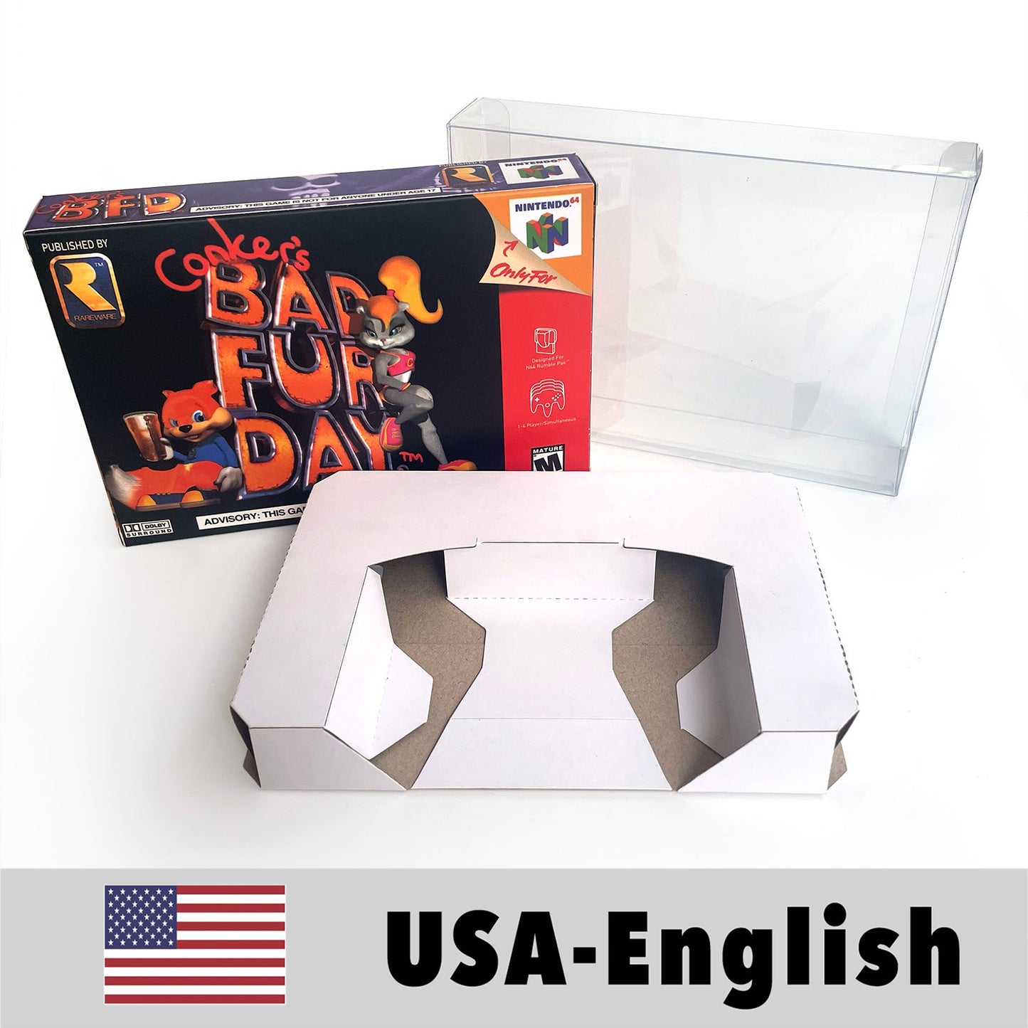 EUR PLA version English Conkers conkers bad fur day game cartridge with tray box for N64 Nintendo 64
