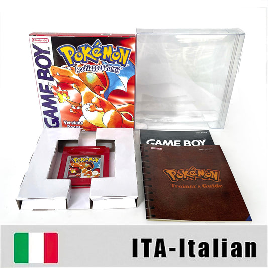 gbc game ITA Italian pokemon red version Battery save no RTC Flash pokemon rosso cartridge with tray box manual gbc game boy color
