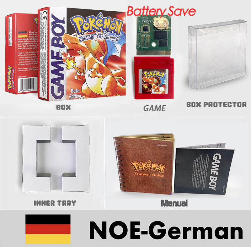 USA ITA NOE FRA ESP version battery save cart sealed pokemon crystal gold silver yellow red blue 16 bit box tray manual Game Cartridge for GBC