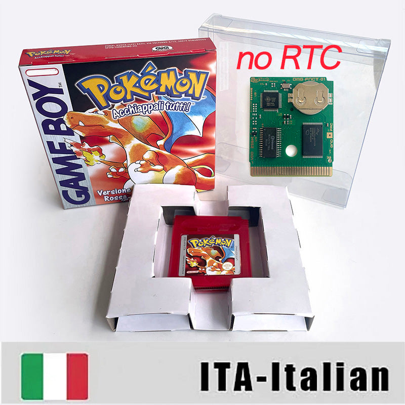 ITA ESP EUR FRA NOE USA Pokemon series RTC Flash silver crystal gold NO RTC flash yellow red blue 16 bit box tray Game Cartridge for GBC Multi-language