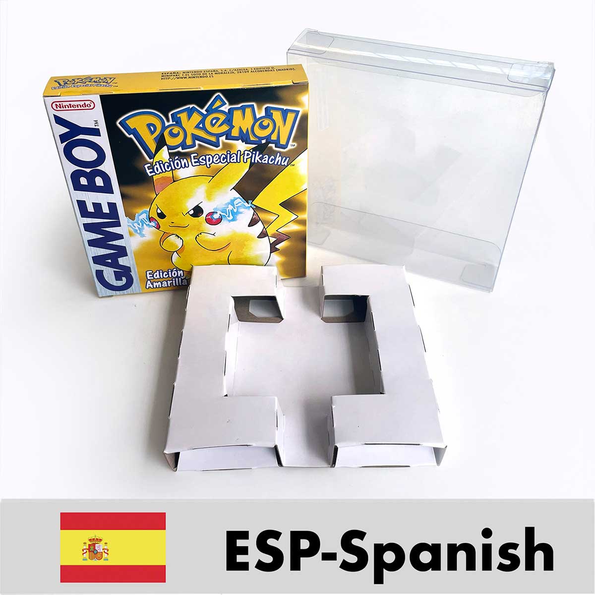 USA FRA NOE ESP ITA EUR Pokemon crystal gold silver red blue yellow Metallic FoilFinish Box Trey Manual label for GBC