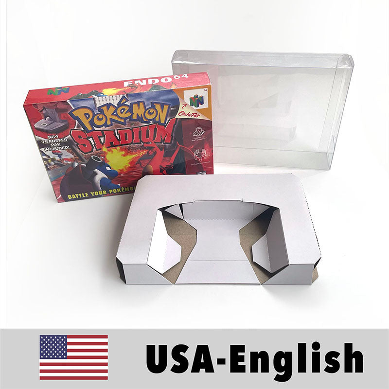 EUR PLA version English pokemon stadium 1 2 game cartridge with tray box for N64 Nintendo 64
