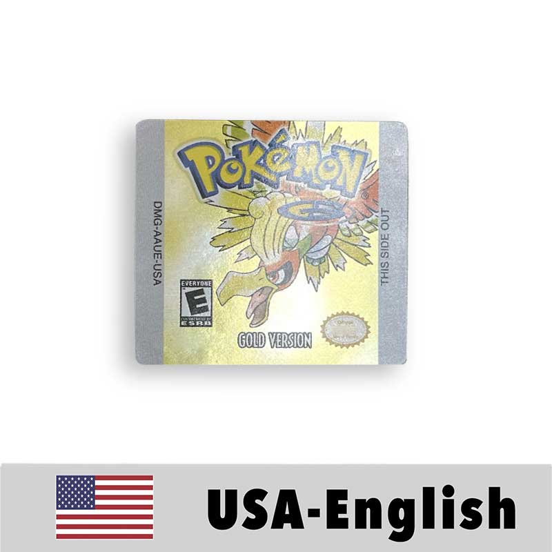 USA FRA NOE ESP ITA EUR Pokemon crystal gold silver red blue yellow Metallic FoilFinish Box Trey Manual label for GBC