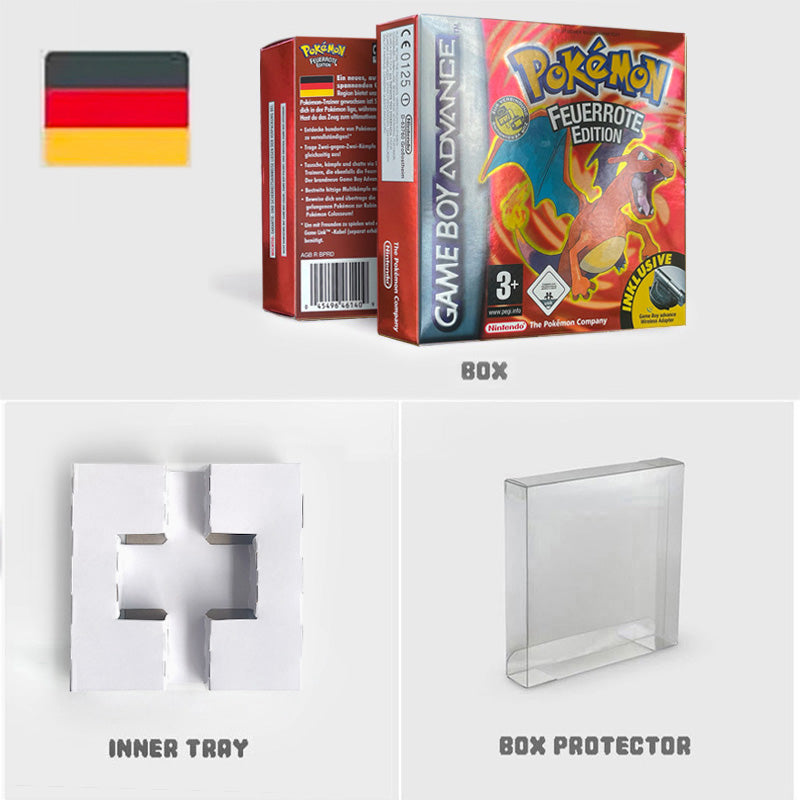 USA NOE FRA EUR ESP ITA Pokemon Emerald Ruby Leafgreen Sapphire Firered Nintendo Metallic Holographic BOX for GBA multiple languages