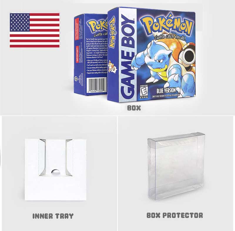 USA FRA NOE ESP ITA EUR Pokemon crystal gold silver red blue yellow Metallic FoilFinish Box Trey Manual label for GBC