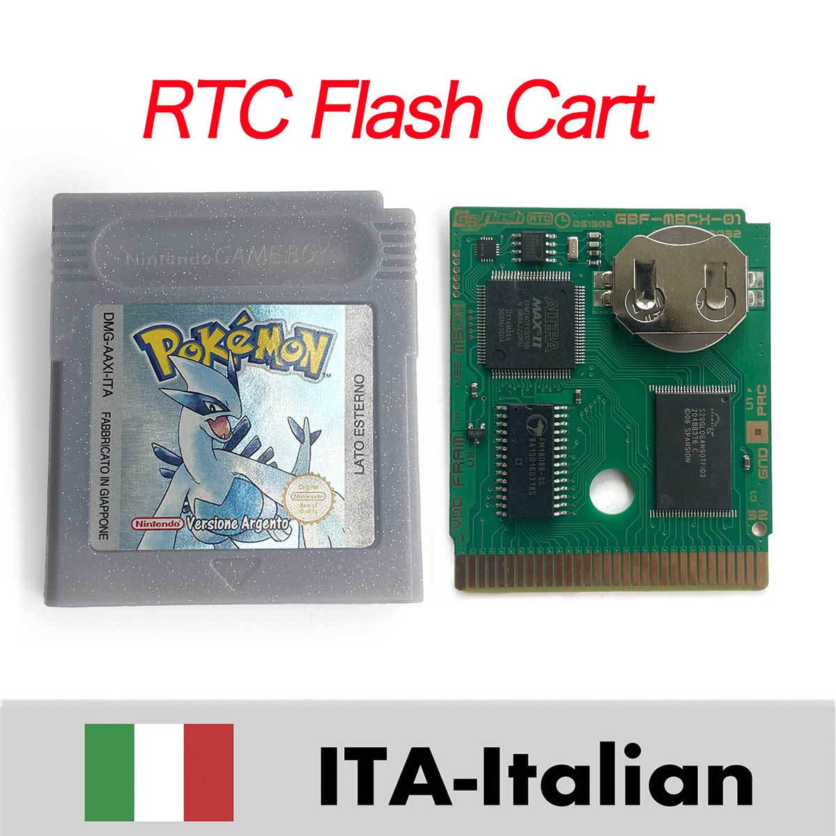 USA ITA NOE FRA ESP EUR version pokemon RTC Flash crystal gold silver NO RTC yellow red blue 16 bit Game Cartridge for GBC