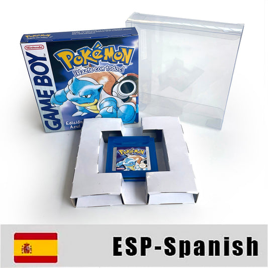 GBC game ESP Spanish pokemon blue version Nintendo Battery save flash cart pokemon azul cartridge tray box gbc game boy color
