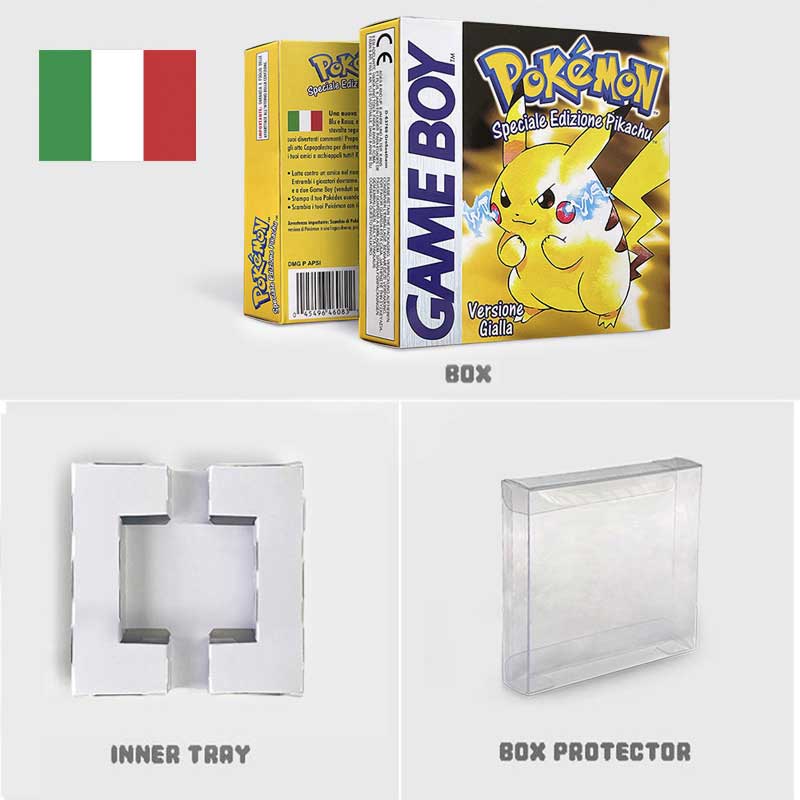 USA FRA NOE ESP ITA EUR Pokemon crystal gold silver red blue yellow Metallic FoilFinish Box Trey Manual label for GBC