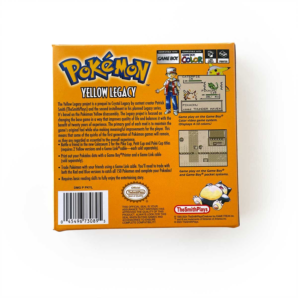 Pokemon YELLOW LEGACY  ( Battery Save / NO RTC Flash ) Cartridge for GBC