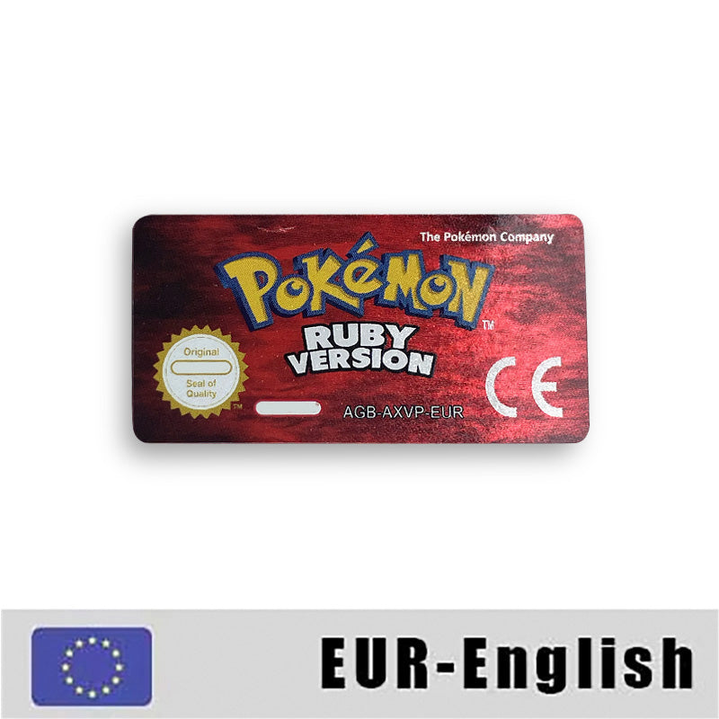 Pokemon Leaf Green Fire Red Ruby Emerald Sapphire Game Cartridge Label Stickers for Gba