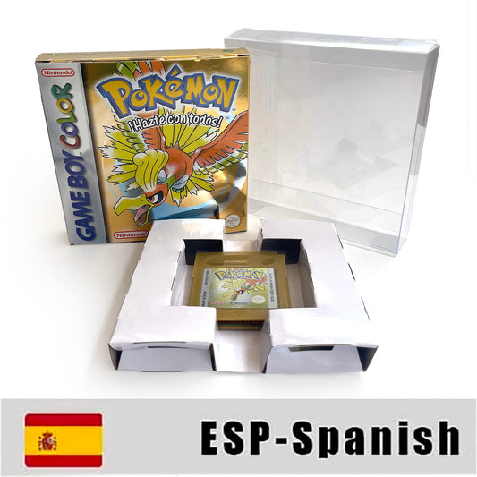 gbc game ESP Spanish pokemon gold version RTC Flash cart Battery save pokemon oro cartridge with tray box game boy color