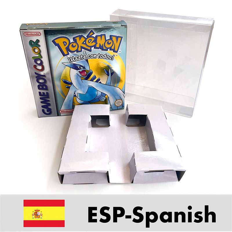 USA FRA NOE ESP ITA EUR Pokemon crystal gold silver red blue yellow Metallic FoilFinish Box Trey Manual label for GBC
