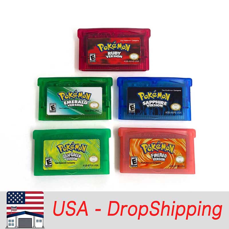 （Shipped from the United States) USA English IC Save Pokemon Emerald Leafgreen Ruby Firered Sapphire 5-in-1 Game Cartridge for GBA